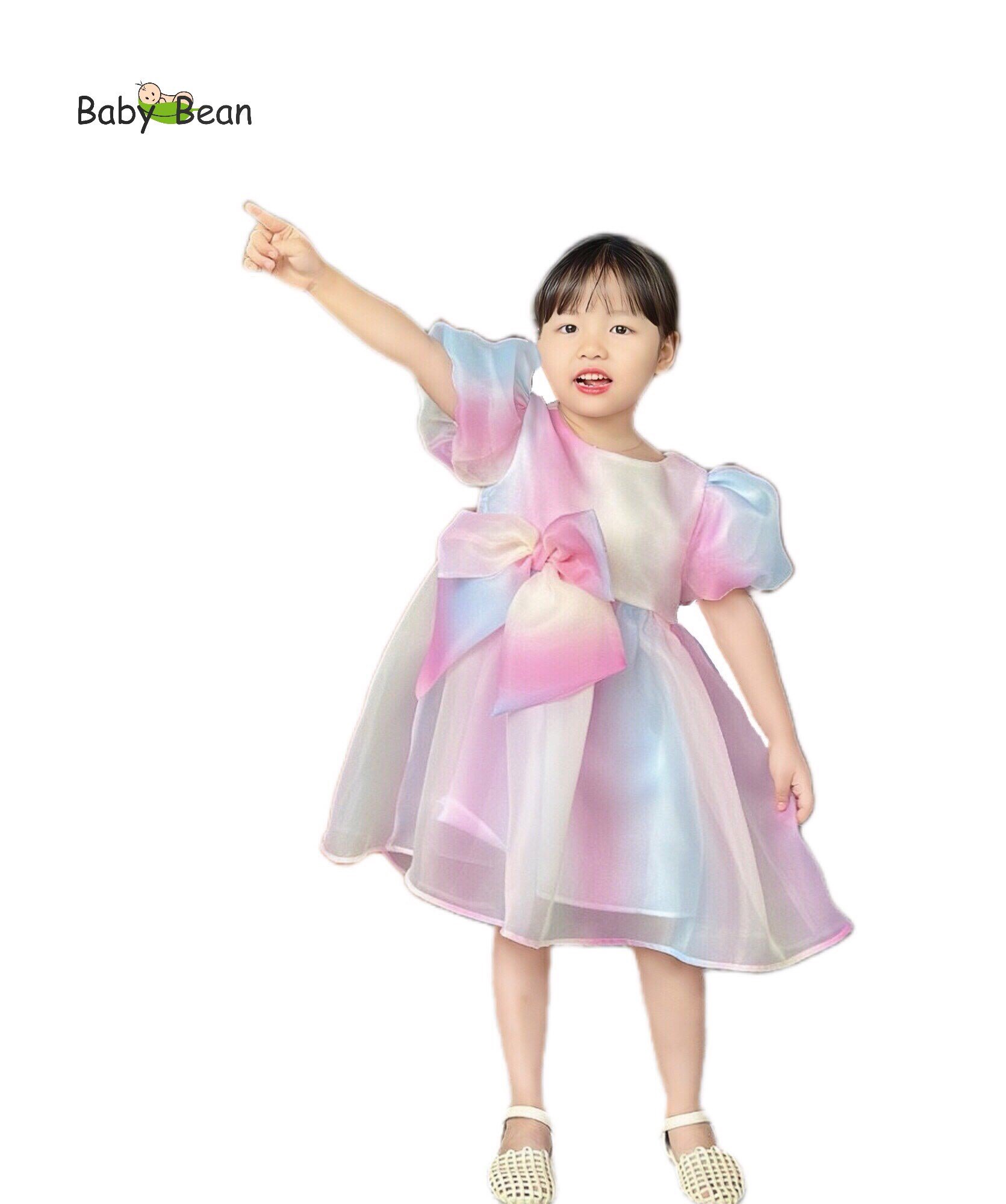 Váy đầm công chúa tơ cao cấp bé gái babybean
