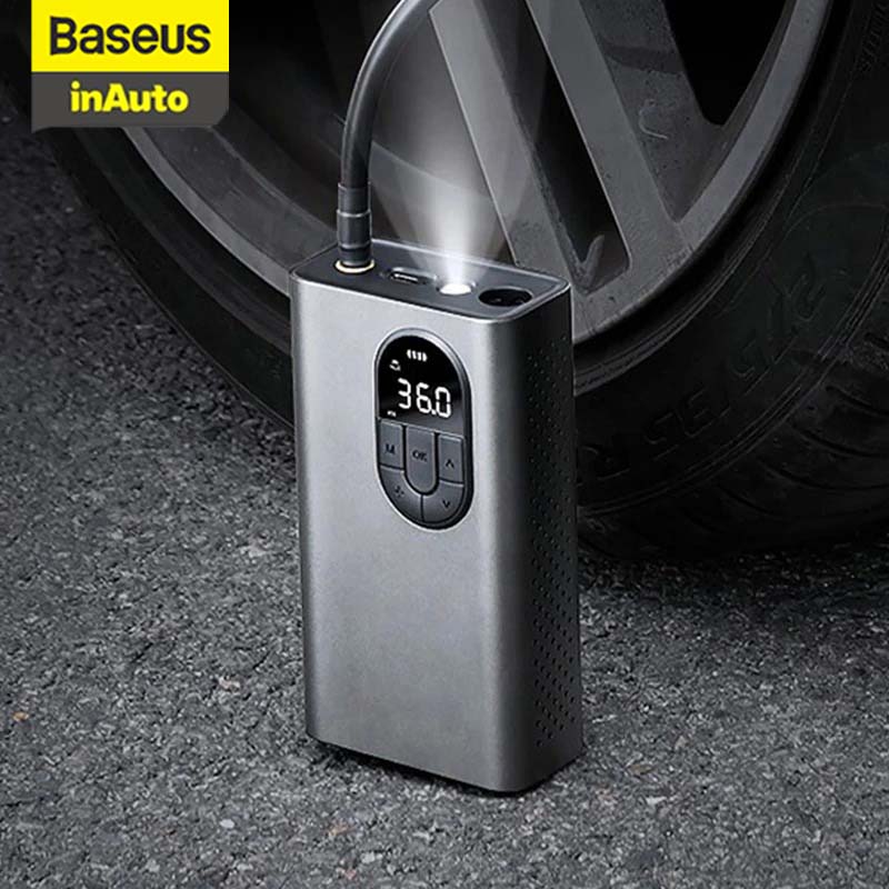 [BẢO HÀNH 12 THÁNG]Máy bơm hơi thông minh nhiều chế độ Baseus cho oto xe máy Baseus Air Compressor 12V dung tích pin 2400MAh