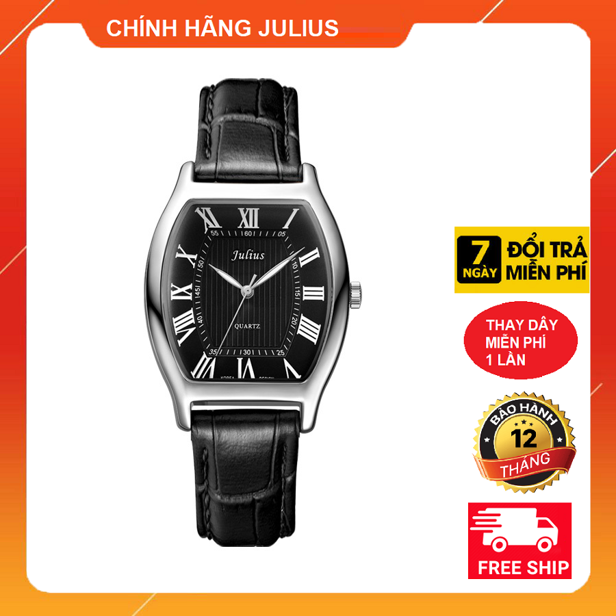 Đồng Hồ Nữ dây da JA-703 Julius Hàn Quốc Mặt Chữ Nhật