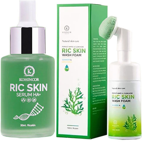 [HCM]Combo Sữa Rửa mặt Ric Skin Wash Foam & Serum Ric Skin Serum HA- Kèm quà tặng