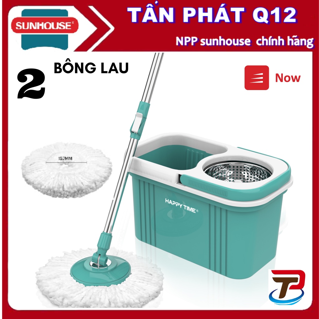 BỘ LAU NHÀ 360 ĐỘ HAPPY TIME KÈM 2 BÔNG LAU NHÀ