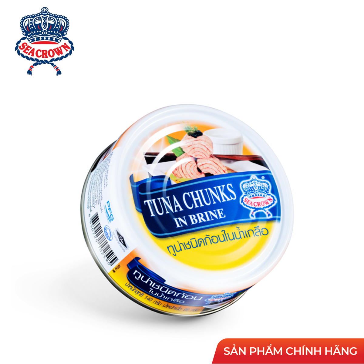 Cá ngừ xắt khúc ngâm muối tuna chunks in brine sea crown 140 gram