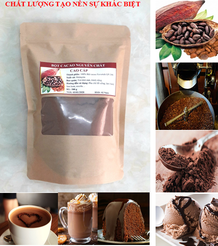 Bột Cacao Nguyên Chất Cao Cấp 1000g (có giấy kiểm định)