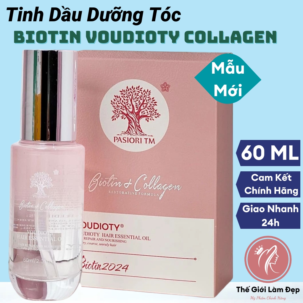 Tinh dầu serum dưỡng xịt thơm phồng mềm mượt bóng tóc Biotin Collagen Voudioty hair serum tonic essential growth oil treatments 60ml nữ nam,chai gel nước dau duong phục hồi kích mọc chăm sóc phụ liệu tóc hư tổn chuyên sâu chắc khoẻ uốn-Thế Giới Làm Đẹp