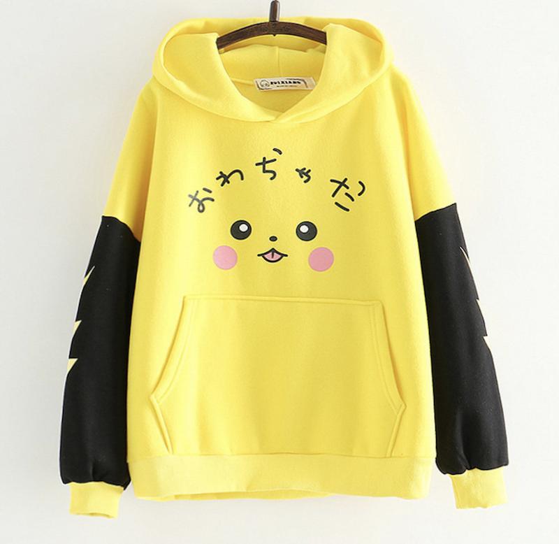 Áo khoác hoodie nữ 2 màu bicolor nón tai pikachu pokemon ltta2437 beautysales