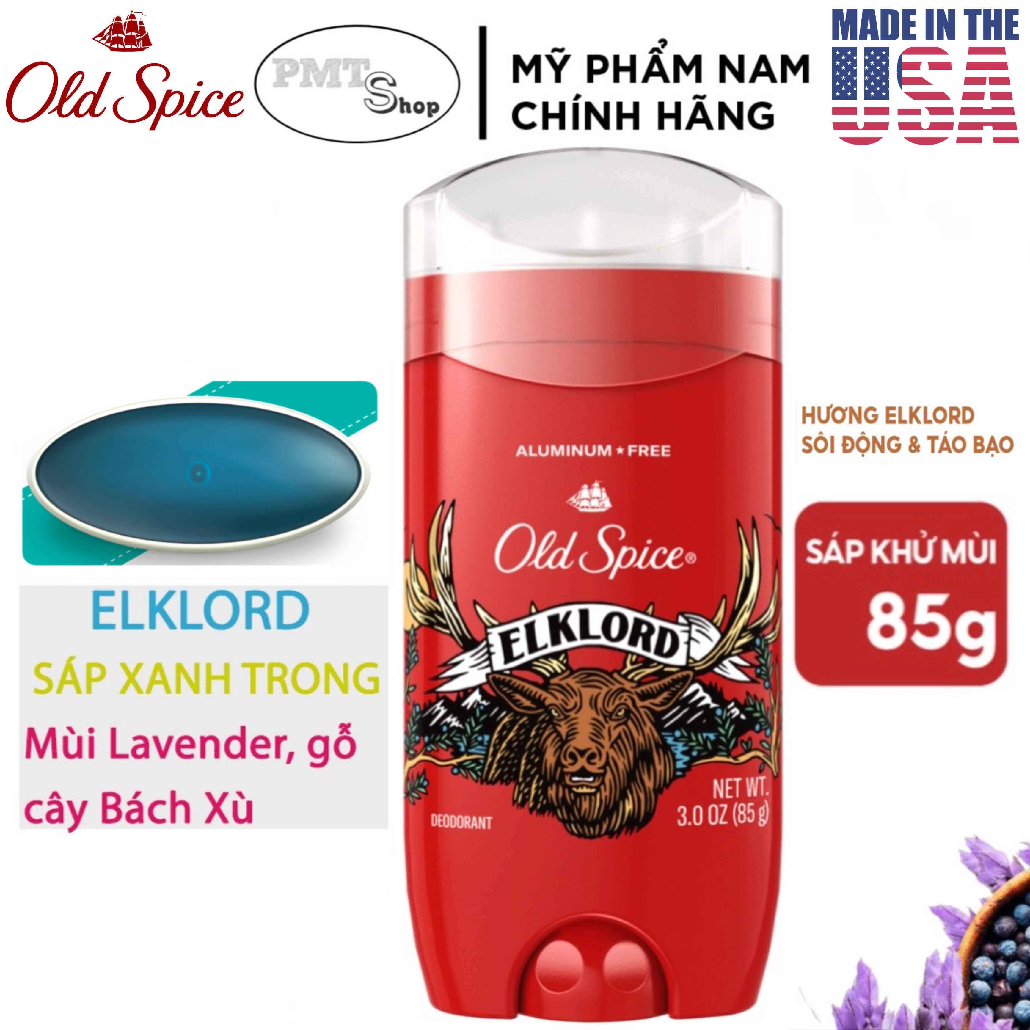 Lăn Sáp khử mùi Old Spice Elklord 85g Wild Collection Made in USA