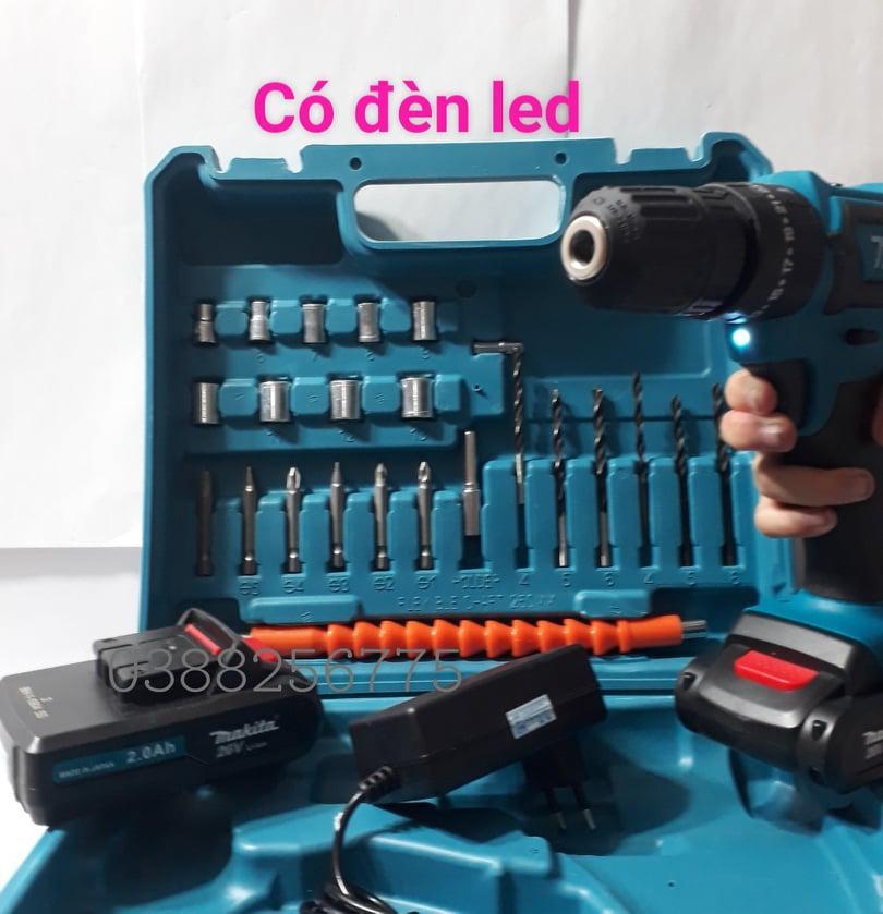 Máy khoan pin có BÚA makita 26v. (kèm 2pin và nhiều phụ kiện) bảo hành 12 tháng
