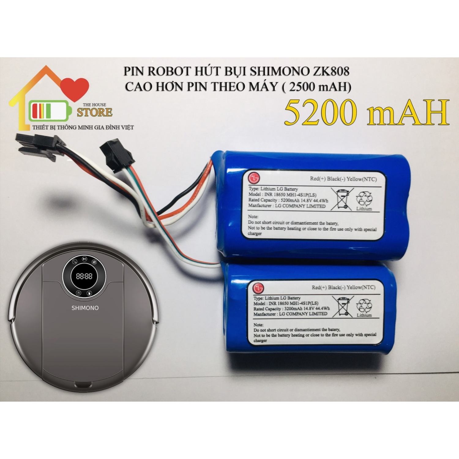 Pin robot hút bụi shimono zk808 dung lượng nâng cấp