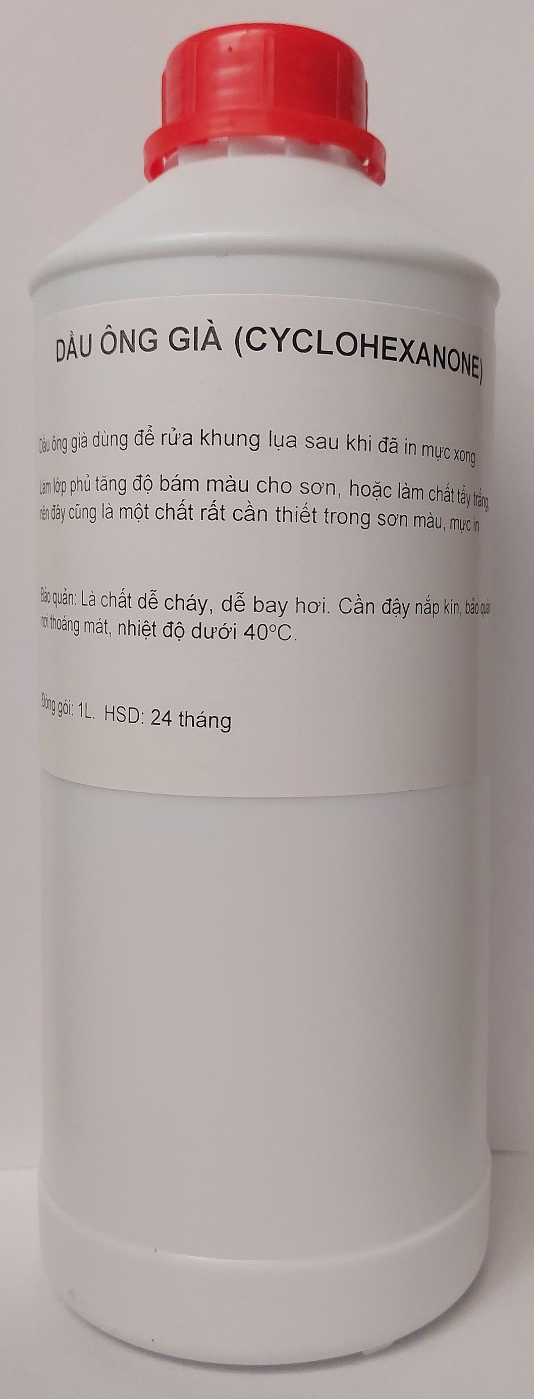 Dung môi ông già 1 lít cyclohexanone, pha mực in, kéo lụa, tẩy rửa mực bám khung lụa