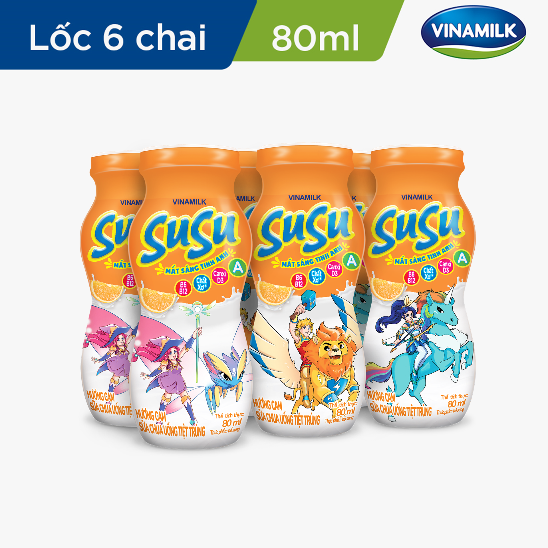 Sữa chua uống hương cam Vinamilk Susu - Lốc 6 chai 80ml