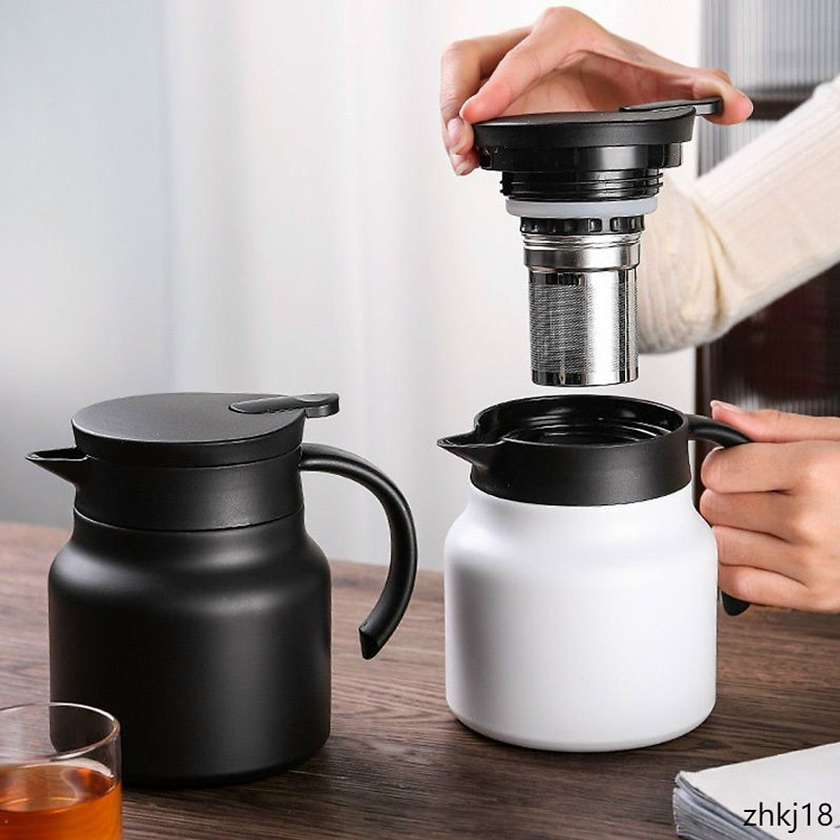 Bình giữ nhiệt kèm dụng cụ lọc trà, cafe inox 304/ấm pha trà inox có khay hãm