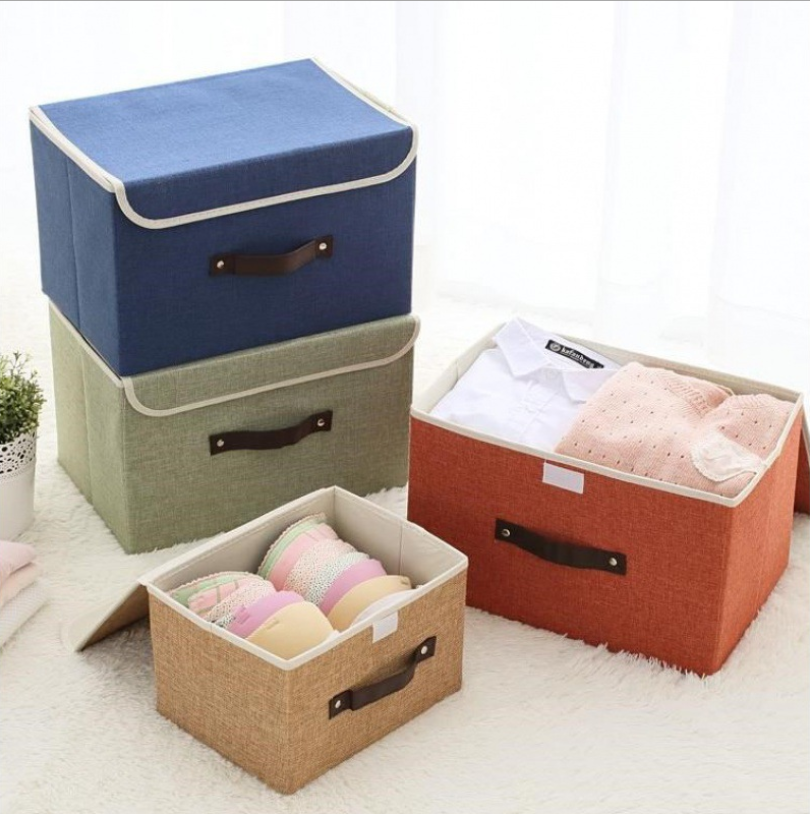 Combo 2 Hộp Vải Đựng Quần Áo Gấp Gọn Đa Năng Xuất Nhật Có Nắp Đậy Sạch Sẽ, Thùng Đựng Đồ Cá Nhân Cao Cấp, Chống Bụi, Thoáng Khí, Tránh Ẩm Mốc