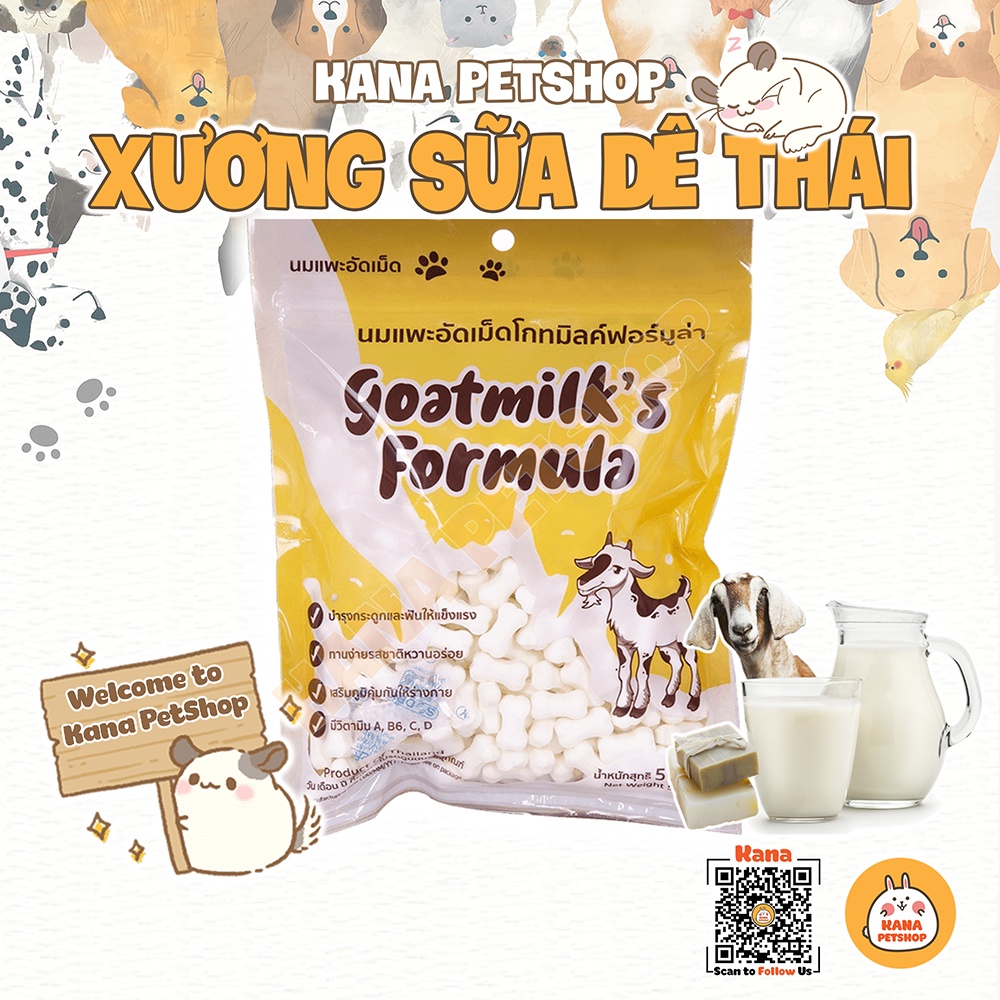 Viên Kẹo Xương Sữa Dê Canxi Thái 🐹FREESHIP🐹 Thức Ăn Bổ Sung Canxi Đồ Ăn Dặm Snack Thưởng Cho Chó Mèo