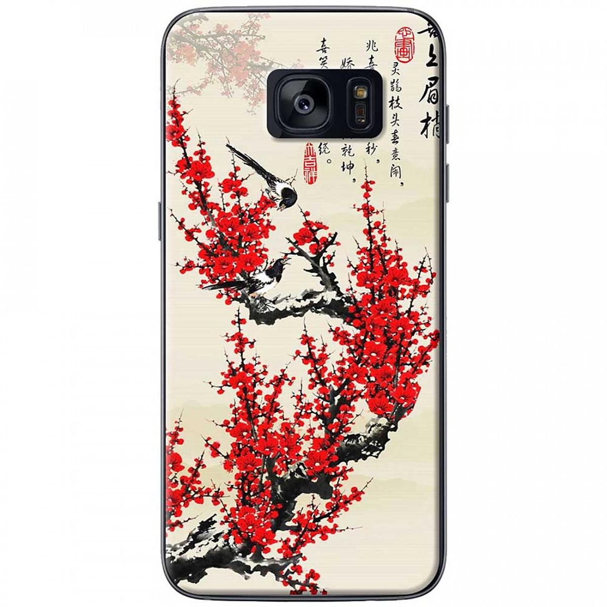 [HCM]Ốp lưng dành cho Samsung Galaxy S7 Edge mẫu Hoa đào đỏ thư pháp