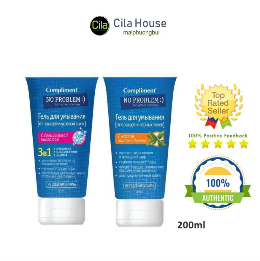 Gel rửa mặt BHA Compliment No Problem 200ml giảm mụn, viêm - Cila House