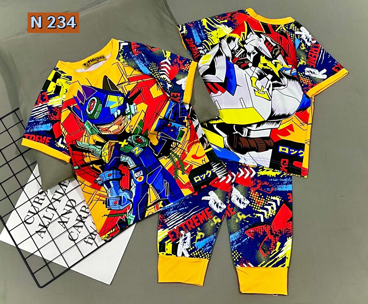 Đồ bộ áo tay ngắn quần dài bé trai size đại thun lạnh 3D Jennie kids J499