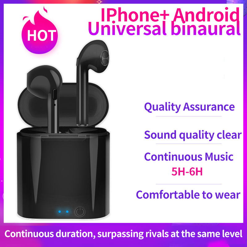 Tai nghe bluetooth không dây I7S Tws True Smart kèm hộp sạc thông minh, tặng đồng hồ điện tử nam nữ miễn phí