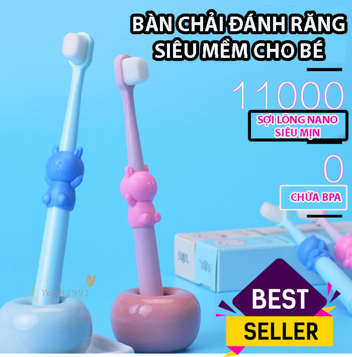 [ HOT] Bàn chải đánh răng Trẻ em - cho bé từ 1-4 tuổi, bàn chải sợi lông tơ siêu mềm, an toàn chho nướu,  rơ lưỡi cho bé, dụng cụ vệ sinh răng miệng, bàn chải đánh răng cho bé, bàn chải trẻ em, TuliFly Store