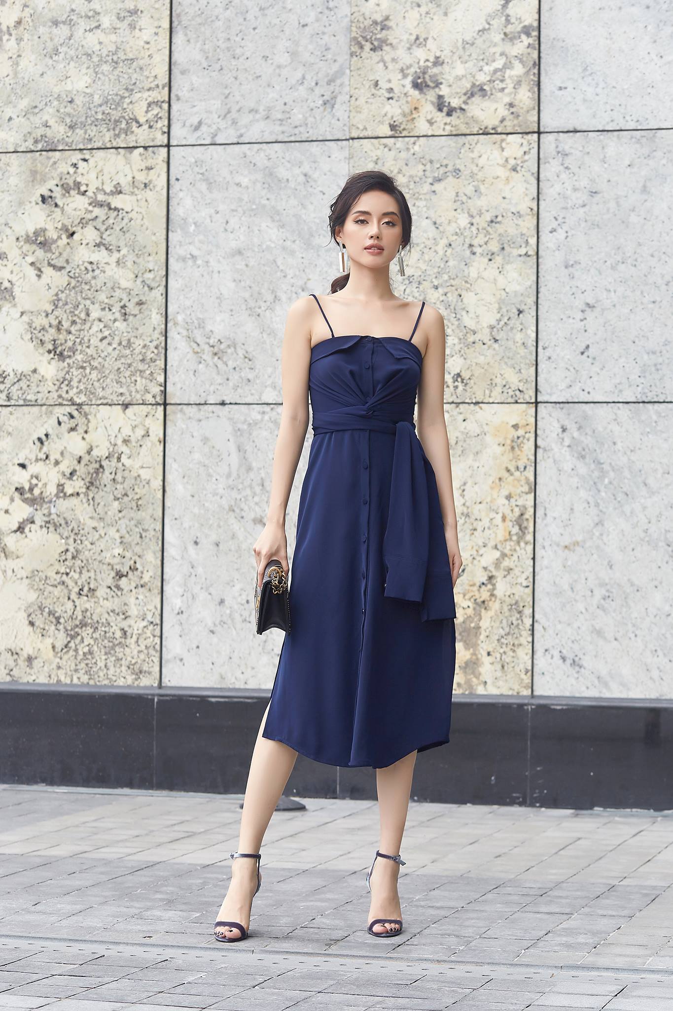 So by so - đầm 2 dây tay áo kiểu cột eo 612