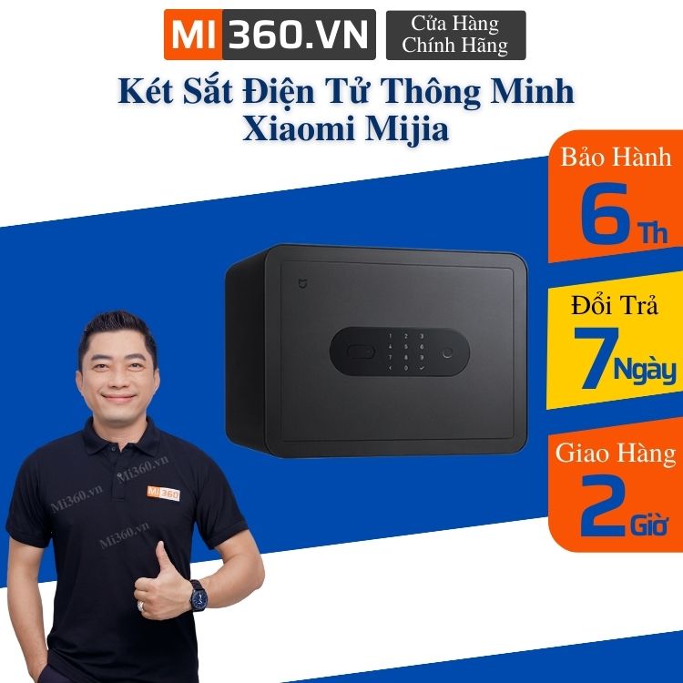 Két Sắt Điện Tử Thông Minh Xiaomi Mijia  Nhận Diện Vân Tay Nhanh Và Chính Xác Bảo Mật Cao Hàng Chính Hãng