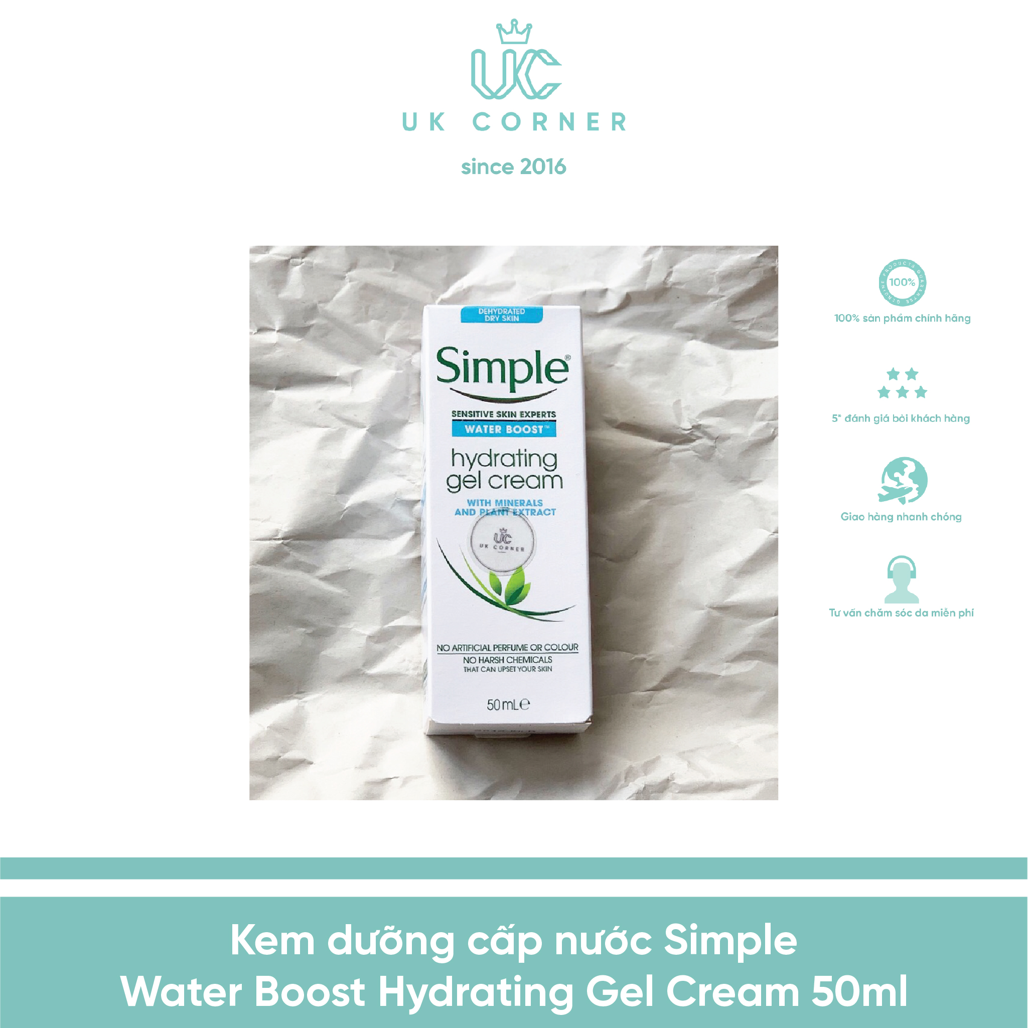 Kem dưỡng cấp nước Simple Water Boost Hydrating Gel Cream 50ml