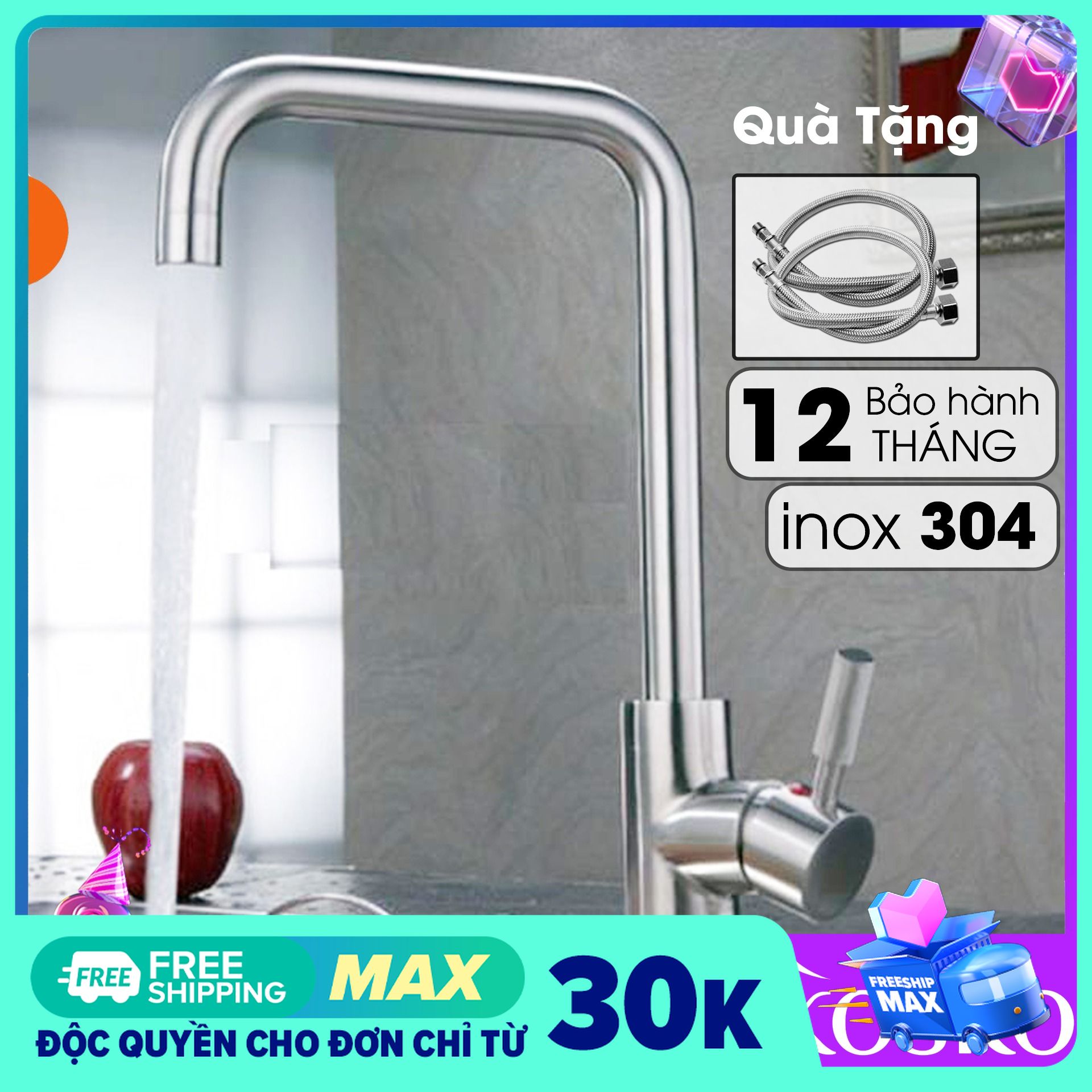 Vòi rửa bát chén Inox 304 Cắm chậu , vòi rửa bát nóng lạnh, vòi rửa chén, vòi rửa chén nóng lạnh, đầu vòi