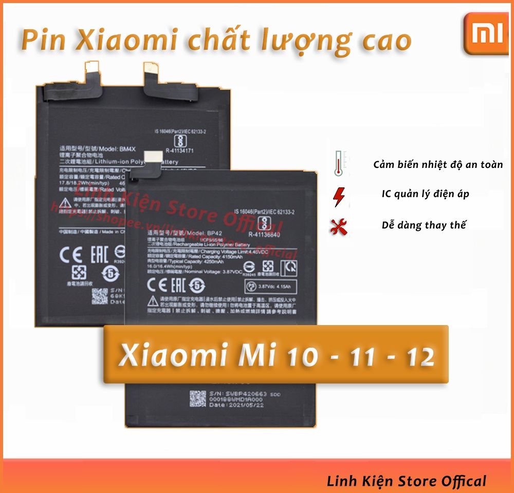 Pin xiaomi mi10, mi11, mi10 lite, mi11 ultra ... thay thế!