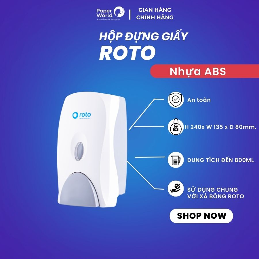 Bình đựng xà bông rửa tay cao cấp treo tường ROTO | THẾ GIỚI GIẤY | 100% bột giấy nguyên sinh | RT800 | giá rẻ | cam kết hàng chất lượng