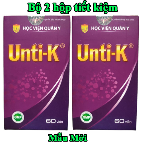 Bộ 2 hộp Unti-K Học Viện Quân Y (60 viên x 2) giúp chống oxi hóa hạn chế và ức chế các gốc tự do giảm nguy cơ tế bào phát triển bất thường giảm các tác dụng phụ của quá trình hóa tri xạ tri tăng sức đề kháng Học Viện Quân Y V