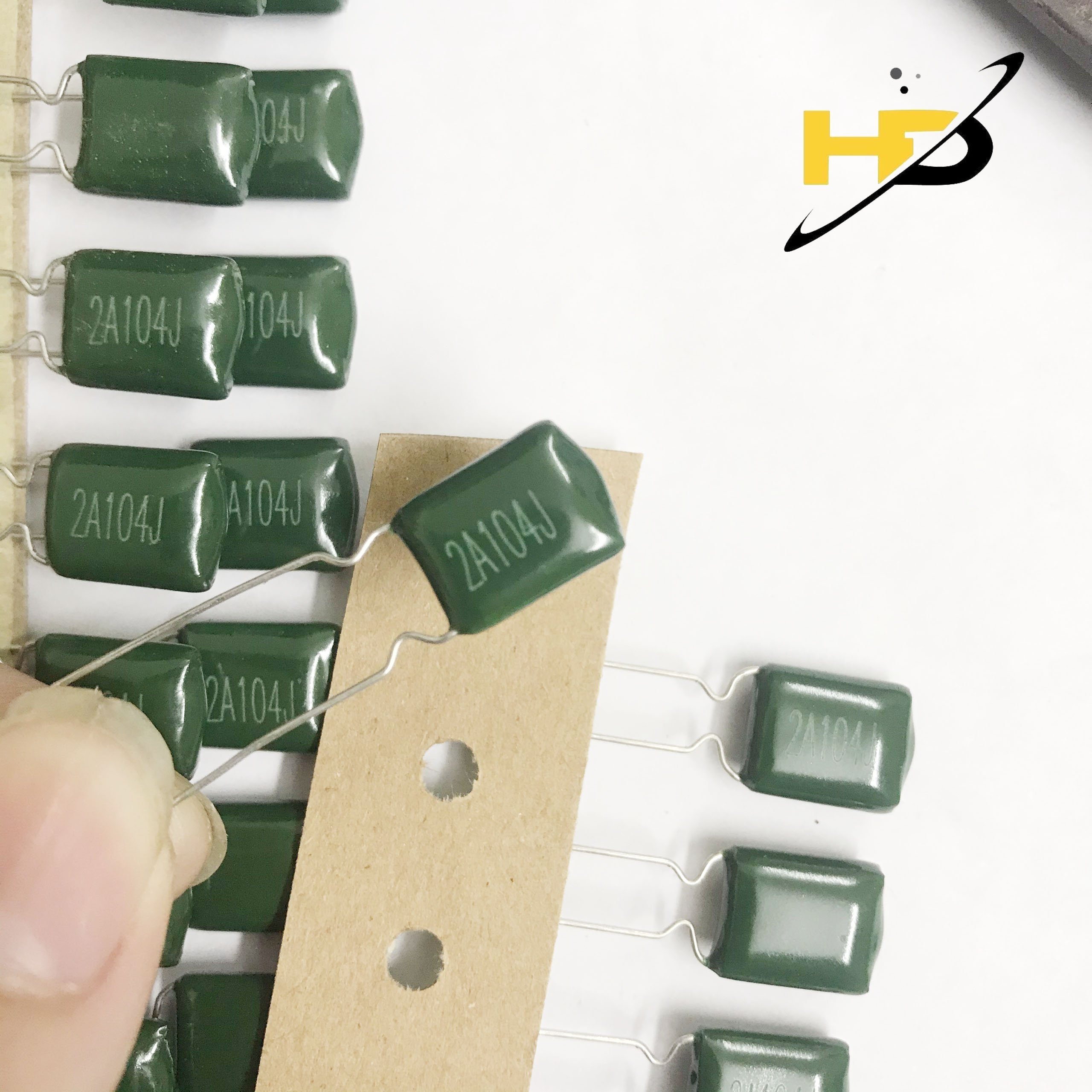 Dây 50 Con Tụ Mica 2A104J 0.1uF 2A 5%, Tụ Giấy 104J Xanh Lá Chất Lượng