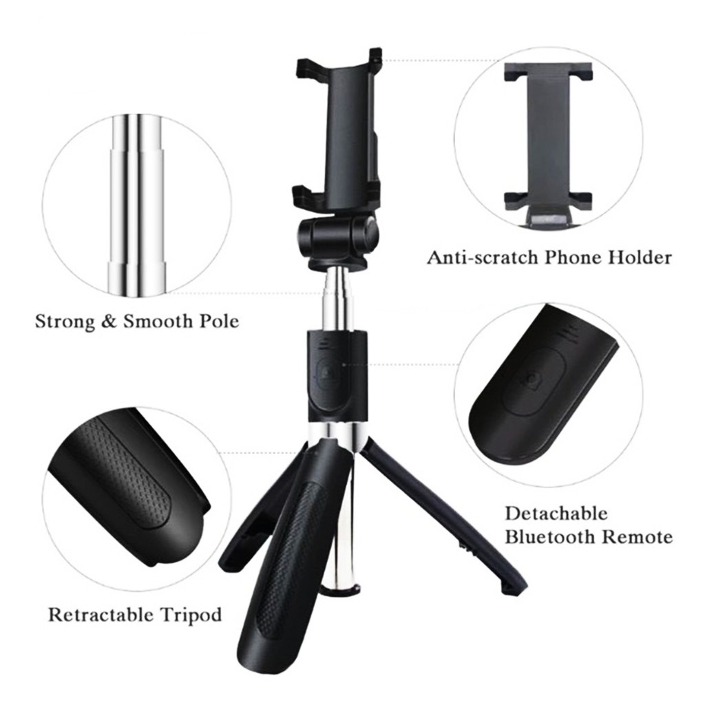 Gậy Chụp Ảnh Tự Sướng Bluetooth , Điều Khiển Từ Xa Mini Cầm Tay