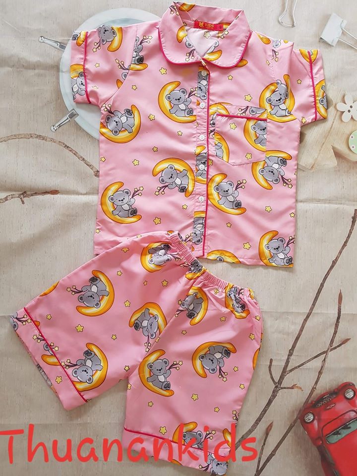 Bộ Pijama gấu trăng ngắn tay đáng yêu cho bé gái