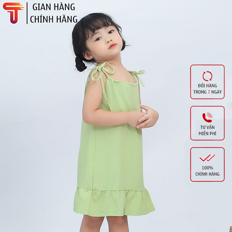 TANOSA KIDS Váy đầm 2 dây chất đũi sành điệu cho bé gái ,thời trang trẻ em 10-22kg