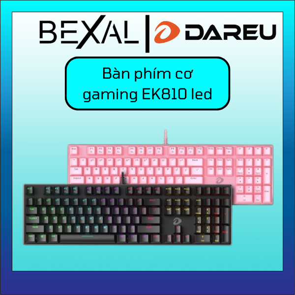 Bàn phím cơ Gaming DAREU EK810 Pink Black MULTI-LED, Blue Brown Red D