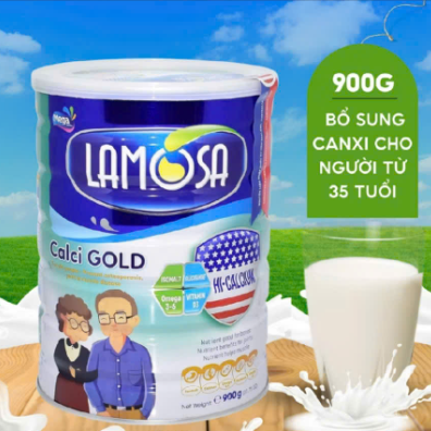 Sữa bột Lamosa CALCI GOLD (900g, HSD 2026) bổ sung canxi cho người từ 35 tuổi trở lên.