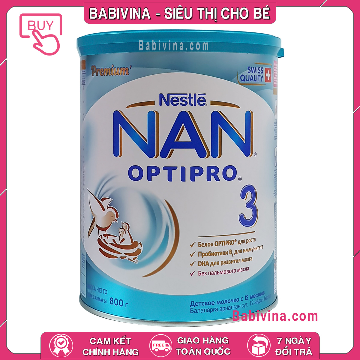 [CHÍNH HÃNG] Sữa Nan Nga Số 3 800g | Hàng Nội Địa Nga Dành Cho Trẻ Từ 12-18 Tháng Tuổi | Babivina
