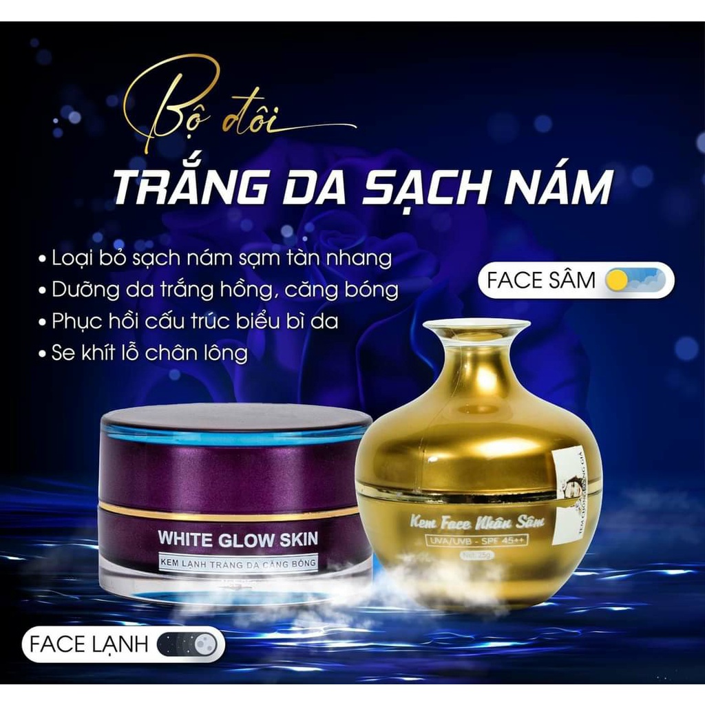 Kem trắng da sạch m Kem Lạnh + Face Nhân Sâm Ncollagen - Dưỡng da ngày đêm