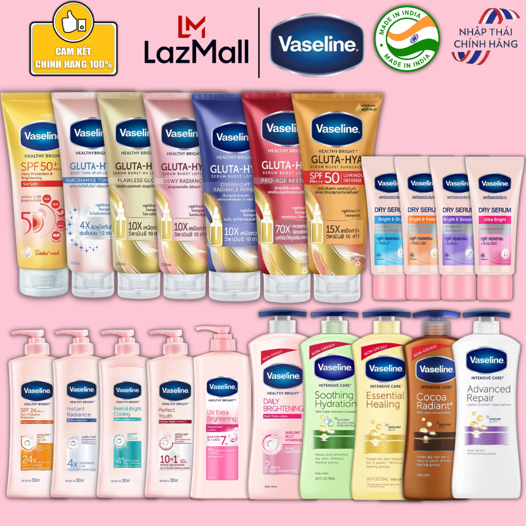 Vaseline Dưỡng Thể Trắng Da Chính Hãng, Dưỡng Thể Vaseline Dưỡng Ẩm Dưỡng Trắng Da Chính Hãng