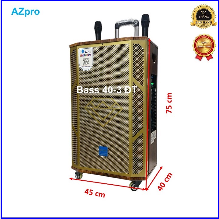 Loa kéo Bluetooth chính hãng AZPro AZ-C659 Bass 40 thùng gỗ cao cấp,Mẫu loa 3 đường tiếng,mạch 12 nú