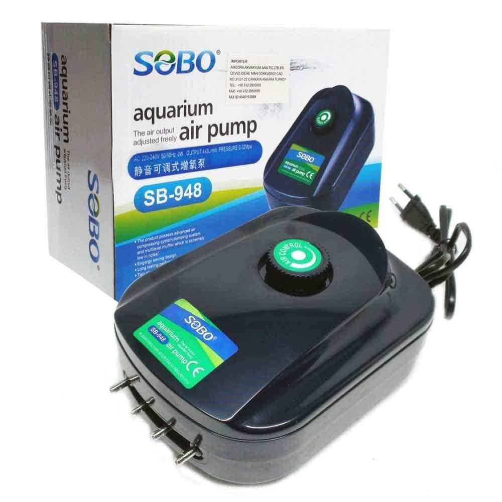 Máy sobo sb-948 sủi oxy 4 vòi , máy sủi siêu êm cho bể cá cảnh, bể cá non bộ
