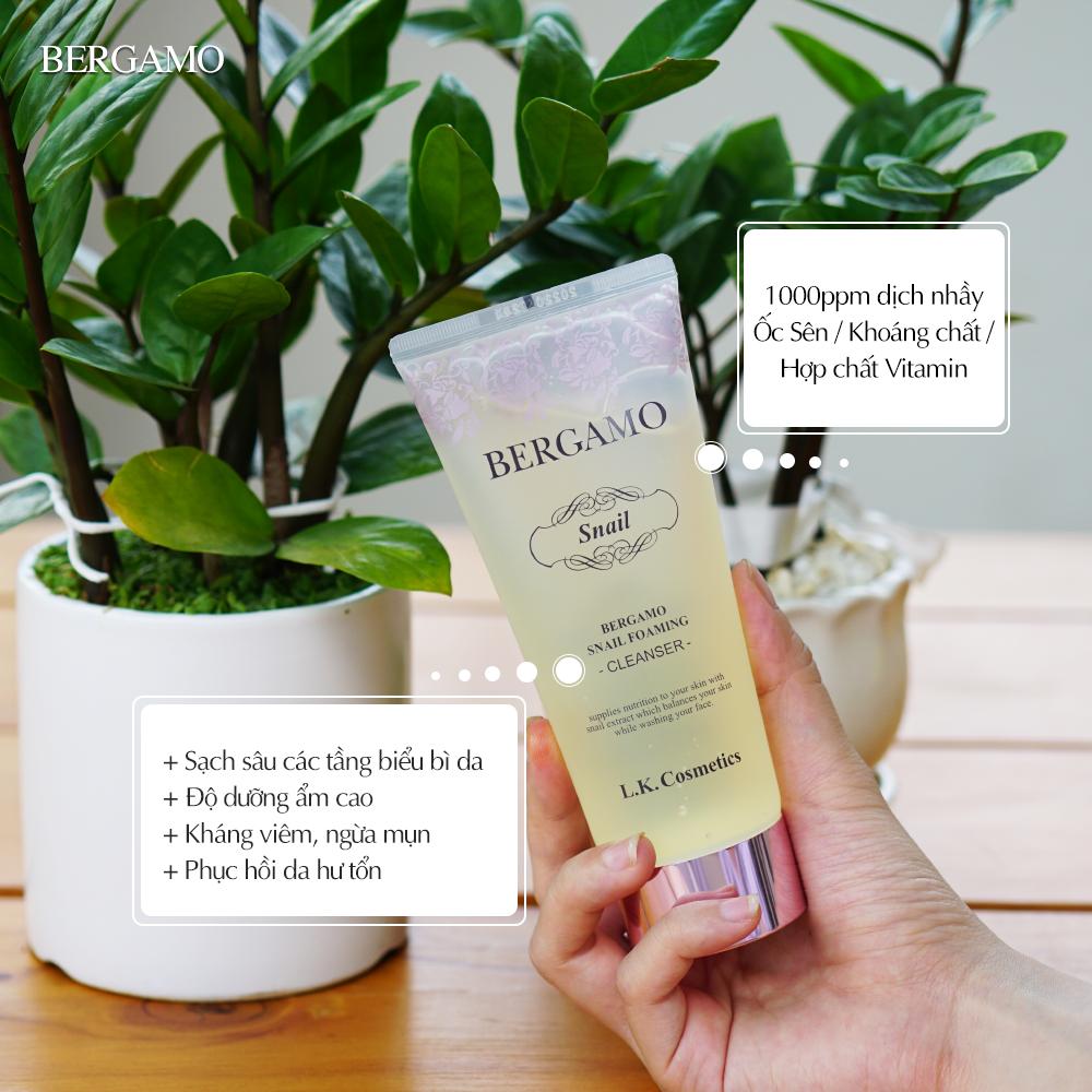 Sữa rửa mặt dạng gel giúp da giúp săn chắc da, chống lão hóa chiết xuất ốc sên bergamo snail foaming cleanser 150ml