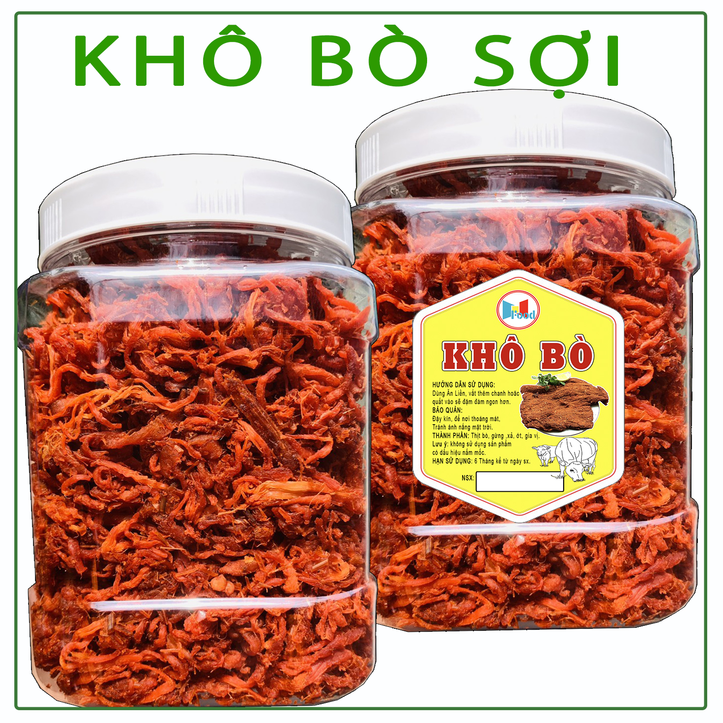 Khô bò sợi cay xé sợi Loại Ngon Hôp 500gram
