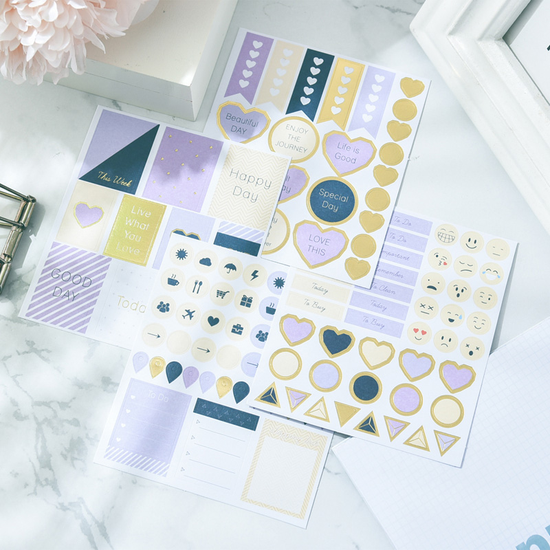 Set 4 tờ sticker Happy Day họa tiết xinh xắn