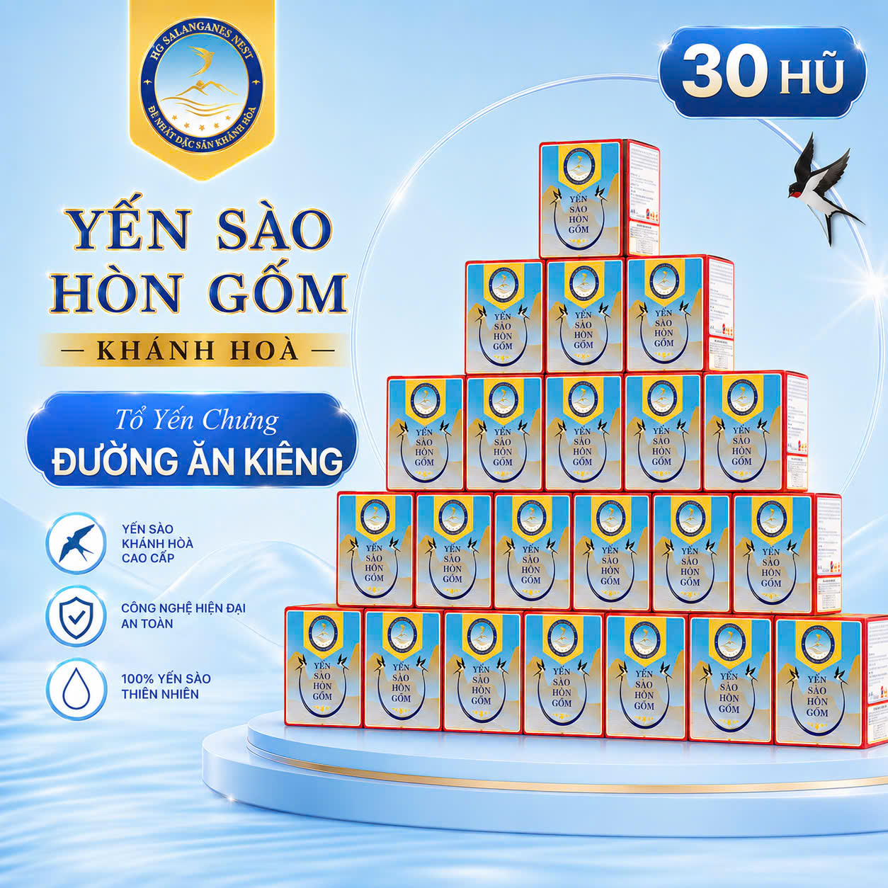 (Combo of 30 Jars) Diet Sugar-Stewed Bird's Nest - Genuine Khanh Hoa Ceramic Bird's Nest - Hgk Nest