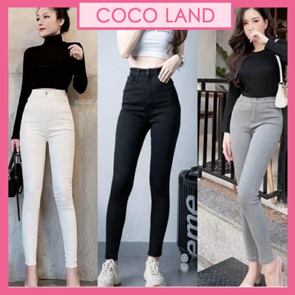 Quần legging cạp cao quần jean ôm body chất siêu giãn nở bò giấy cocoland - sang chảnh - cao cấp