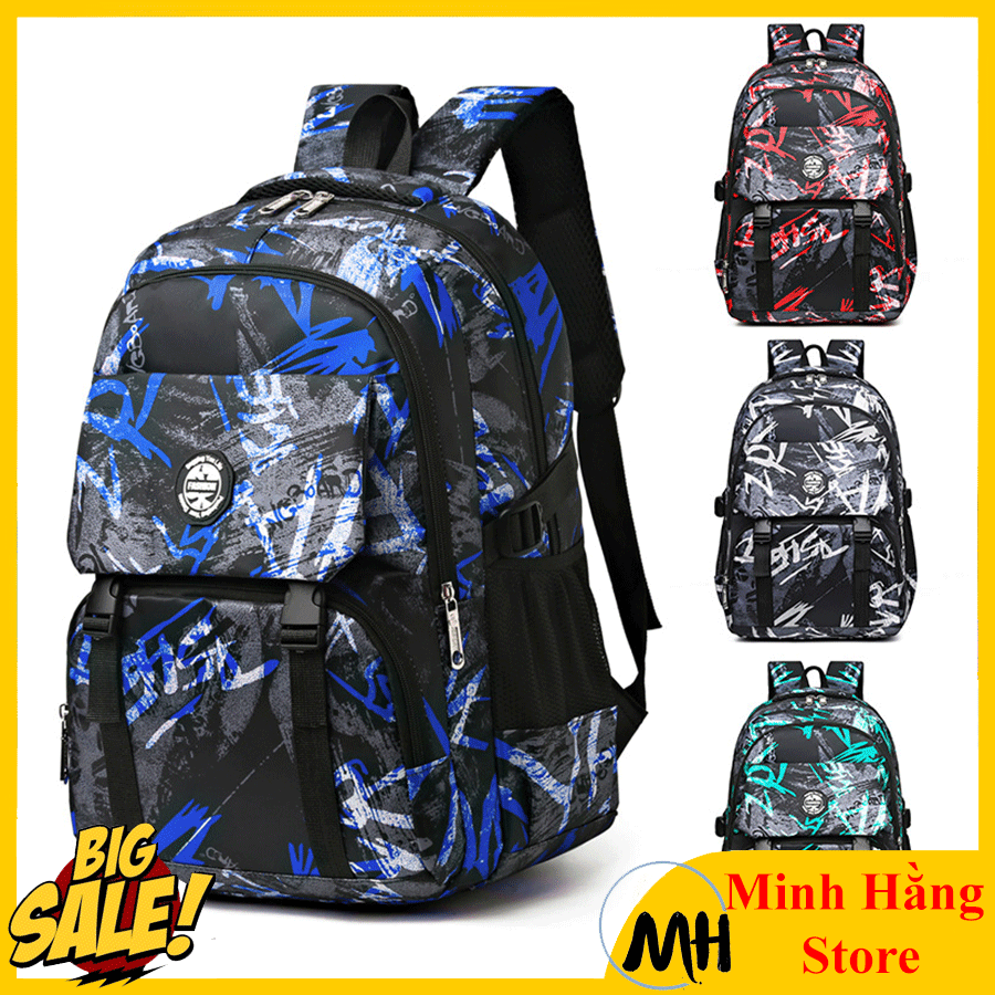 Balo học sinh nam nữ thời trang cấp 2 và 3 siêu nhẹ chống gù chống nước cao cấp phong cách mới, ba lô cặp sách màu loang cá tính nhiều ngăn cặp sách sinh viên đi học - du lịch tiện dụng