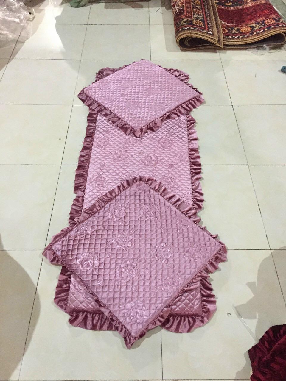 [TẶNG ĐÈN NGỦ CẢM ỨNG ] Bộ 3 Tấm Nệm lót ghế 1 màu  Chần bông Dày Dặn