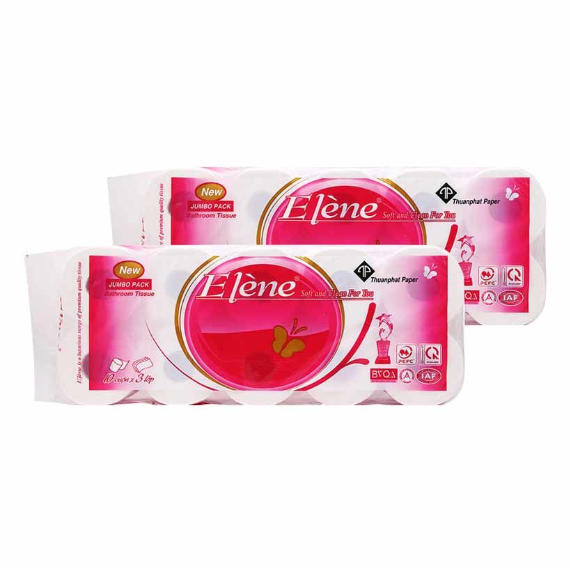 Combo 4 lốc Giấy vệ sinh Elène hồng 10 cuộn có lõi