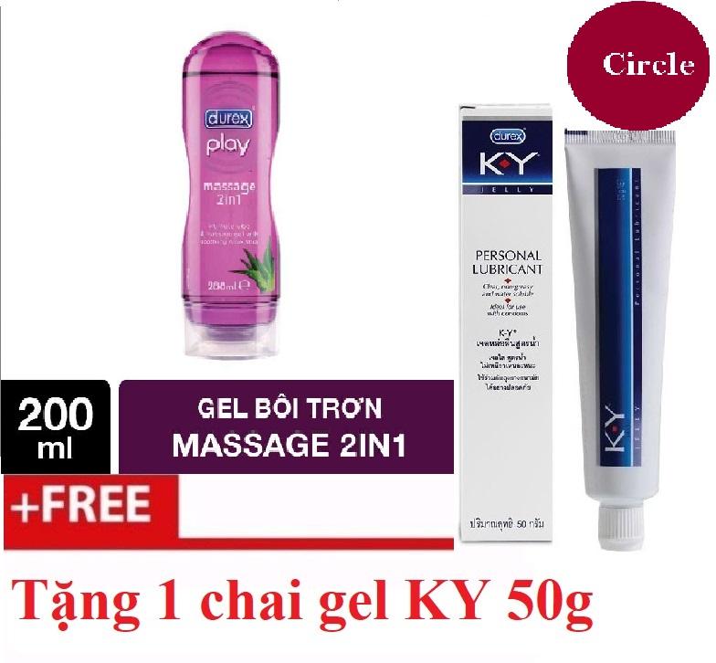 [HCM][Mua 1 Tặng 1] Gel bôi trơn Durex Play Massage 2in1( 200ml).Tặng 1 hộp gel durex Ky