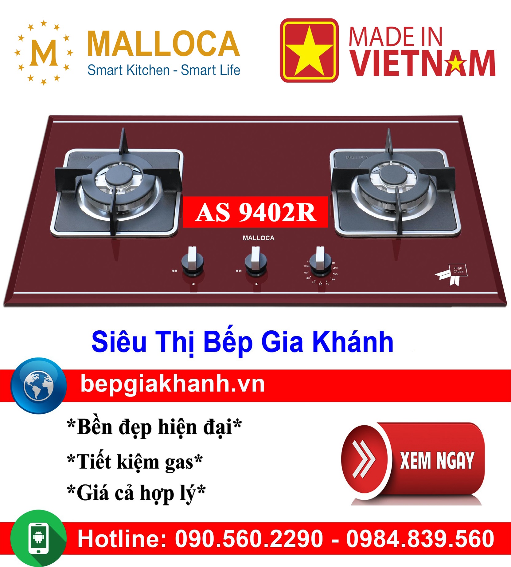 [HCM]Bếp gas âm 2 vùng nấu Malloca AS 9402R lắp ráp Việt Nam, bếp gas, bếp gas đôi, bếp gas đơn, bếp gas âm, bếp ga, bếp ga đôi, bếp ga đơn, bếp ga âm, bep ga, bep gas